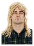 ALLAURA Garth Wig Mens Mullet Wigs Dark Blonde 80s Costumes - Mens Mullet Wig Merica Blonde Brown Joe Dirt Costume