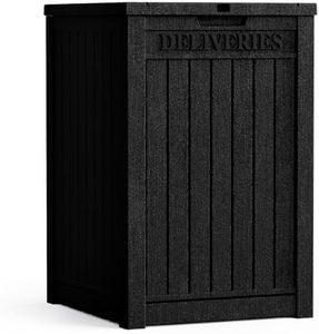 ROJIK Package Delivery Box Outdoor with Lockable Secure Waterproof & UV-Resistant,Large Double Wall Resin Outdoor Package Delivery for Porches, Patios,Curbside(Black)