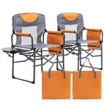 YOUGYM Wide Folding Director Chair with Table, Outdoor Camping Chair for Adults with Cup Holder Load 330 Lbs, Portable Lightweight Chair for Outside with Carry Bag for Patio, Orange-2Pack