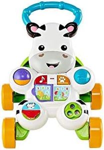 Fisher-Price Zebra Primi Passi Spingibile, Giocattolo Elettronico Educativo con Musica e Suoni, per Camminare, per Bambini di 6+ Mesi, Edizione: Inglese, Imballaggio ridotto, GXC31