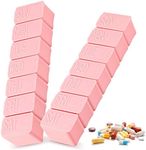 2 PCS Pill Organiser Pink,7 Day Pill Boxes Weekly Pill Box Reminder Portable 7 Day Tablet Boxes for Hold Vitamins, Cod Liver Oil, Supplements and Medication with Large Separate Compartments (Pink)