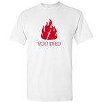 You Died - Game Over Video Game Gamer T Shirt, White, 3X-Large