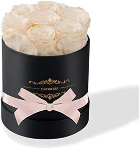 NATROSES Preserved Real Roses in a Box, Flowers That Last Up to 3 Years, Long Lasting Roses Gifts for Her, Birthday Gifts for Women (Buttermilk)