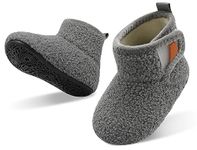 JOINFREE Baby Girls Winter House Shoes Baby Boys Slippers Furry Boots for Baby Home Slippers Grey 6-12 Months Infant