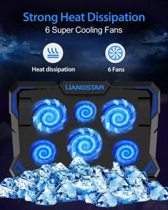 Laptop Cooling Pad with 6 Fans – Adjustable Cooling Stand
