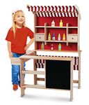 Leomark Wooden Market for Children Pretend Play, 84 x 64 x 117 cm Toy Stall for Kids