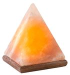 [Hand Crafted] HemingWeigh Natural Himalayan Crystal Rock Salt Pyramid Lamp with Wood Base