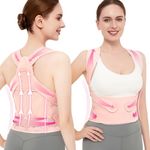 Vicorrect Posture Corrector for Women and Men: Back Brace Support - Shoulders Straightener Relieve Upper Back Pain (Pink, Medium)