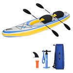 Freein Inflatable Kayak 12 6 with 2 Seat, Adjustable Aluminum Paddles and Double Action Hand Pump, Kayak 2 Person
