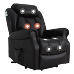 Elite Care Hainworth Leather Dual Motor riser recliner chair with heat and massage (Black)