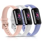 3 Pack Bands Compatible with Fitbit Luxe Bands for Women, Soft Silicone Wristband Replacement Strap for Fitbit Luxe/Luxe Special Edition Fitness Tracker (Small, 05, White/Pink/Violet)