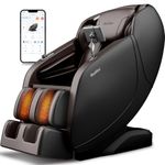 iBooMas Zero Gravity Massage Chair, Full Body SL Track 3D Shiatsu with Body Scan, Heated, APP Control, Bluetooth, Airbags,Foot Roller, Space Saving Recliner for Home Office (Brown+Black)