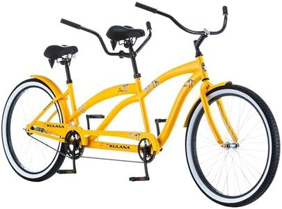 Kulana Lua Tandem Bike, Beach Cruiser Bike for Adult Men Women, Double Rider Bicycle, 26-Inch Wheels, Steel Frame, Single Speed, Yellow