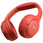 TOZO HT2 Hybrid Active Noise Cancelling Headphones, Wireless Over Ear Bluetooth Headphones, 60H Playtime, Hi-Res Audio Custom EQ via App Deep Bass Comfort Fit Ear Cups, for Home Office Travel Red