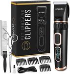 Dog Clippers Professional Heavy Duty Dog Grooming Clipper 3-Speed Low Noise High Power Rechargeable Cordless Pet Grooming Tools for Small & Large Dogs Cats Pets with Thick & Heavy Coats