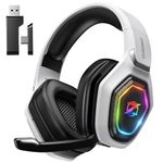Ozeino Wireless Gaming Headset for PC, Ps5, Ps4-2.4GHz Lossless Audio USB & Type-C Ultra Stable Gaming Headphones with 40Hr Battery Gamer Headset, Flip Microphone for Switch, Laptop, Mobile, Mac
