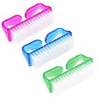 Nail Brush Set 3-Piece Handle Grip - Fingernail Cleaner and Pedicure Scrub Foot Brushes - Toes Cleaning Tool Kit for Manicure and PedicureErgonomic Handle for Easy Grip - Perfect for Nail Care and Beauty Routines (Multi color) (PACK OF 3)