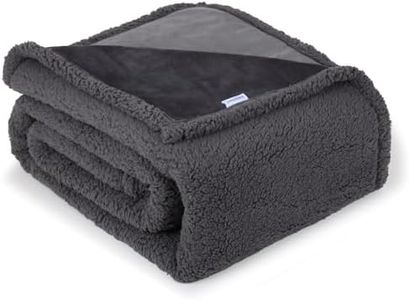 ZAKAPAWS Waterproof Dog Blanket for Large Dogs - Reversible Washable Pet Blanket, Soft Sherpa Fleece Furniture Protector, Cat Throw Bed Couch, Grey, 60"x80"