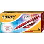 BIC BU3 Grip Retractable Ball Pen, Medium Point (1.0mm), Red, 12-Count