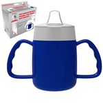 Two Handled 140ml Adult Drinking Cup, Internal Cone, and Spouted Lid. Perfect for A Spill-Proof Sipping Experience Adult Drinking Mug/Drinking Cup/Sippy Cup Get Your Drinking Aid Now! (Blue)