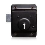 XFORT® Traditional 4” x 3” Rim Press Lock, Surface Mounted Black Rim Presslock with Key Operated Deadbolt, Ideal for Wooden Doors and Gates to Secure Garden Sheds, Garages and Outbuildings.