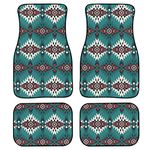 WELLFLYHOM Southwestern Geometic Front and Rear Floor Mats for Cars for Women Full Set 4 Pcs Car Heel Pads American Indian Baja Auto Interior Accessories Carpet Universal Fit SUV Truck