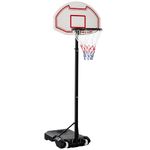 Soozier Portable Basketball Hoop and Stand, 5-7ft Height-Adjustable, with Wheels, 29" Backboard, Ball Holder, Durable Basketball Goal for Indoor and Outdoor Use