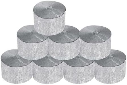 8 Rolls Silver Crepe Paper Streamers, Wedding Birthday Baby Shower Christmas New Year Party Decoration, Graduation, 4th of July, Rainbow DIY Supplies, Living Room Bedroom Decor