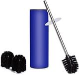 Bamodi Stainless Steel Toilet Brush and Container | With Splash Guard and 2 Replacement Brush Heads - Blue Toilet Brush - Perfect Fit for Your Toilet