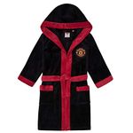 Manchester United FC Official Gift Boys Fleece Dressing Gown Robe Black 7-8 Yrs