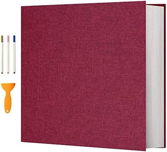 Vienrose Photo Album Self Adhesive 4x6 5x7 3x5 8x10 Scrapbook Album DIY Scrap Book with Metallic Pen 120 Pages Red