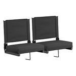 Flash Furniture Grandstand Portable Stadium Seats for Bleachers or Benches, Folding Padded Stadium Chairs with Handle, Pack of 2, 500 lb. Weight Capacity, Black