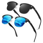 Polarized Sunglasses for Men Women Semi-Rimless Retro Driving Sun Glasses 100% UV400