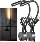 LEDSONLINE 2 Pack Corded Wall Mount Lamp Reading Wall Light for Bed Easy Install AC85-265V (Black Body, 2pcs Warm White 3000K)