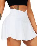 Navneet Women Tennis Skirt with Shorts Pockets Golf Skorts Sport Skirts High Waisted Skater School Mini Skirt Workout Running Scort White M