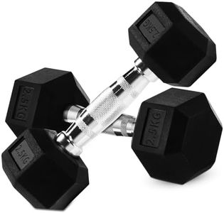 Hex Dumbbell Set, 1-20kg Rubber Encased Hex Dumbbell Cast Iron Exercise & Fitness Dumbbells, Non-Slip Handles Dumbbells Set of 2, Hand Weight for Strength Training ﻿ (2.5 KG X 2 PCS)