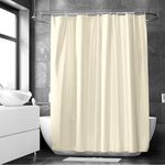 Encasa XO Waterproof Shower Curtain 8 ft, 140x244 cm. Heavy Duty Mildew Resistant Polyester Fabric Bathroom Curtain, Quick Dry, Machine Washable, Includes 10 Hooks | Natural