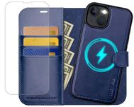 OCASE for iPhone 13 Detachable Case,[Upgraded] Magnetic 2 in 1 Flip PU Leather Wallet Case with[RFID Blocking][Card Holder] Shockproof Removable Phone Cover for the 6.1 Inch,Blue