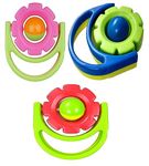 Babify BPA-Free Non Toxic Toddler Sound Making Crown Baby Rattle for Baby Set of 3, (Blue, Pink & Red)