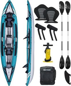 Driftsun Almanor Inflatable Kayak - Inflatable Touring Kayak - Inflatable 1 and 2 Person Kayaks for Adults with EVA Padded Seats, High Back Support, Paddles, Pump (1 Person, 2 Person, 2 Plus 1 Child)