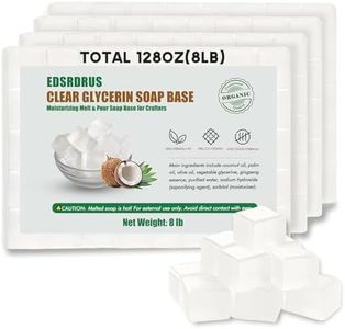 EDSRDRUS 8LB Clear Glycerin Soap Base DIY Handmade Soap Moisturizing Melt and Pour Soap Base for Crafting, Vegetable Glycerin & Coconut Oil, Easy to Cut, Unscented 4pack, 128oz(8LB)