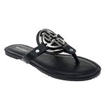 Pierre Dumas Women's Colored Flat Sandals 10 Black 21024