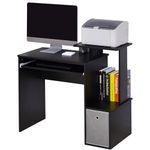 HOMCOM Computer Desk with Sliding Keyboard Tray Storage Drawer Shelf Home Office Workstation Black 100 x 40 cm