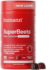 HumanN SuperBeets Heart Gummies - Beet Gummy with Energy Support, Grape Seed Extract & Beetroot Powder, Sugar Free - Pomegranate Berry Flavor, 60 Count