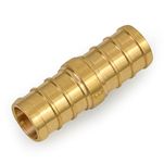 Everflow EPCP0012-NL 1/2 Inch Lead Free Brass Straight Coupling with Pex Ends, Barb Connection, Compatible with PEX Pipe, Low-Cost Plumbing Connection System, Durability & Reliability Easy to Install