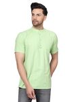 Latest Chikan Men's Cotton Regular Textured Short Kurta Half Sleeves - Casual Ethnic Wear… LC-SKNF-6-GR-46 DS-Green