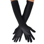 Wobe Long Opera Party 20s Satin Gloves Stretchy Adult Size Elbow Length 1920s Opera Satin Long Gloves Classic Sun Protection Gloves Wedding Bride Etiquette Gloves for Women Girls Black ?-