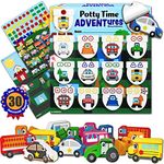 Lil ADVENTS Potty Time Adventures Potty Training Advent Game | As Seen On Shark Tank | Wood Block Toys, Reward Chart, Activity Board & Stickers for Toilet Training | Busy Vehicles