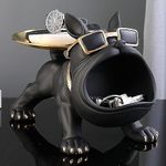 SMOKEY COCKTAIL Bulldog Storage Butler Sculpture | Resin Art Sculpture | Tray and Bowl Storage | Good for Storing Keys Cosmetics Remotes | Perfect for Gifting Black Color