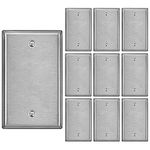 BESTTEN [10 Pack] 1-Gang Stainless Steel No Device Wall Plate with Protective Film, Corrosion-Resistant Blank Metal Outlet Cover, Brushed Finish, Standard Size, Silver